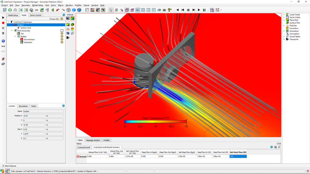 Simcenter Flotherm help stay cool in the summer 4 The bottle is behind the fan (upstream)