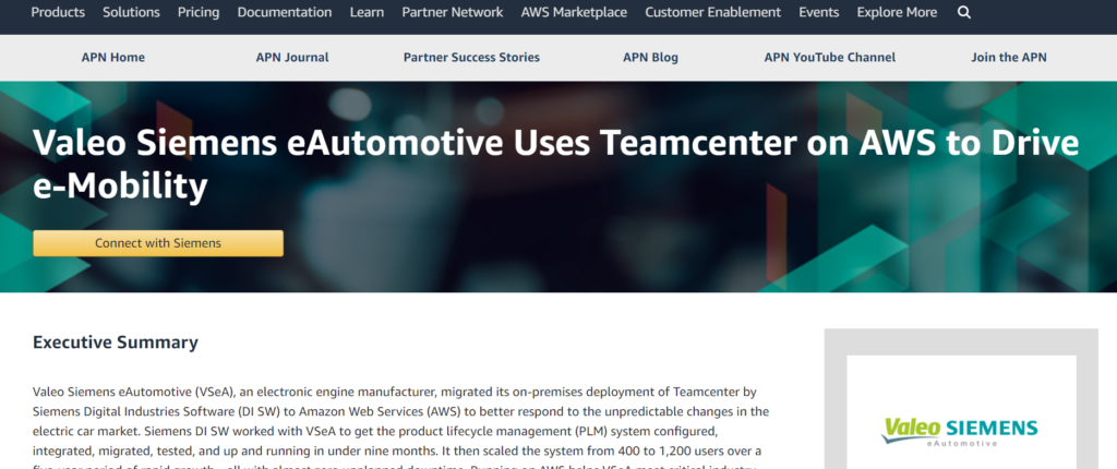 Teamcenter on AWS Cloud helps manufacturer scale 1 Teamcenter on AWS Cloud helps a leading e-mobility manufacturer scale