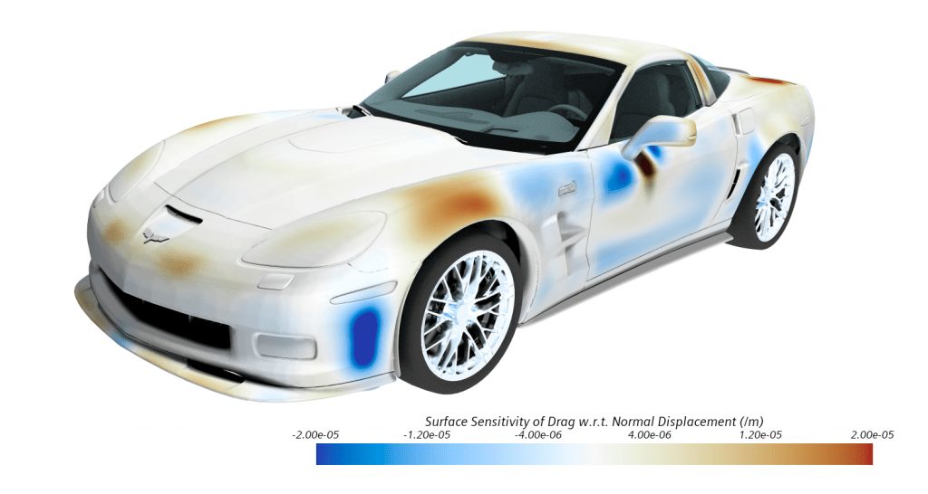 Simcenter STAR-CCM+: Adjoint shape optimization for improved car aerodynamics 5 Adjoint Function showing sensitivity of drag obtained from veicle aerodynamics CFD simulation