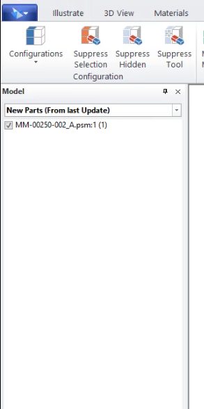 Updating models in Solid Edge technical publications when CAD designs change 3 New part from update