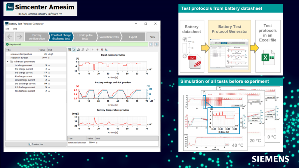 How to accurately identify the battery model parameters while saving engineering time? | Simcenter 6 Simcenter Amesim Battery Test Protocol Generator Tool