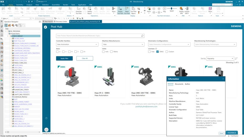Smart Machine Kit Solutions: new cloud-based processors 2 Smart Machine Kit Solutions in NX CAM Post Hub