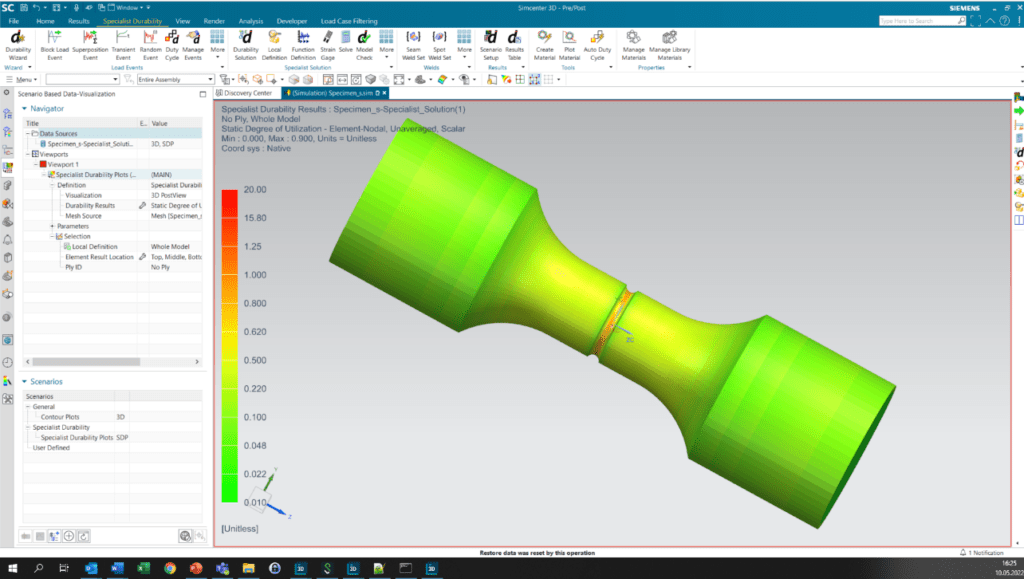 Strength and fatigue analysis in Simcenter 2206 | Simcenter 6 Degree of Utilization plot for tensile load 2