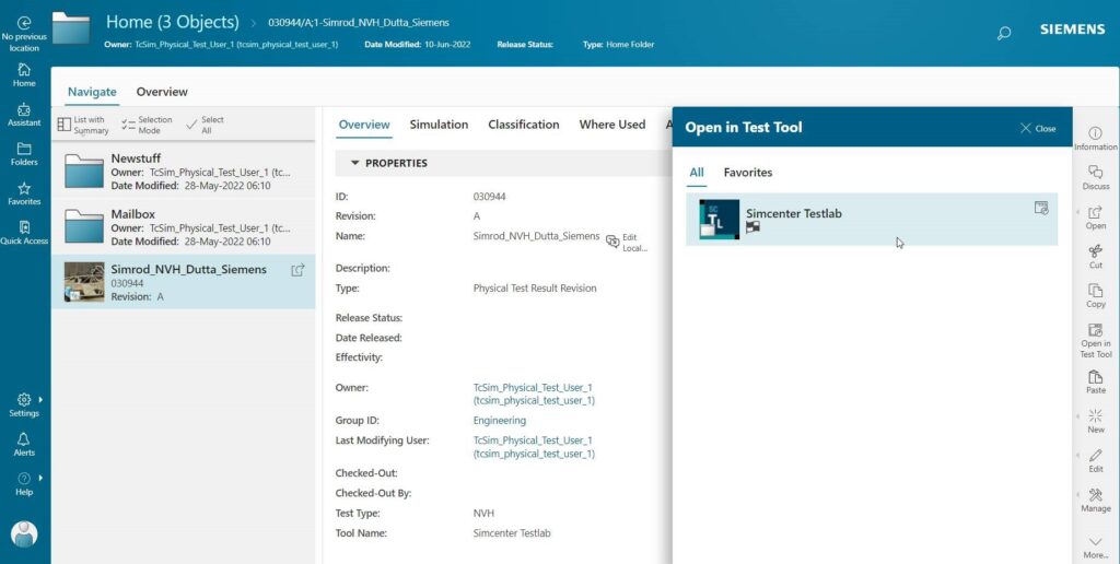 What's new in Teamcenter Simulation Spring Release 2022? | Simcenter 5 Launching Simcenter Testlab from Teamcenter Simulation