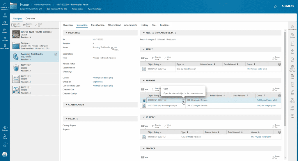 What's new in Teamcenter Simulation Spring Release 2022? | Simcenter 8 Creating a connection and traceability between physical testing and simulation data, to be leveraged later on