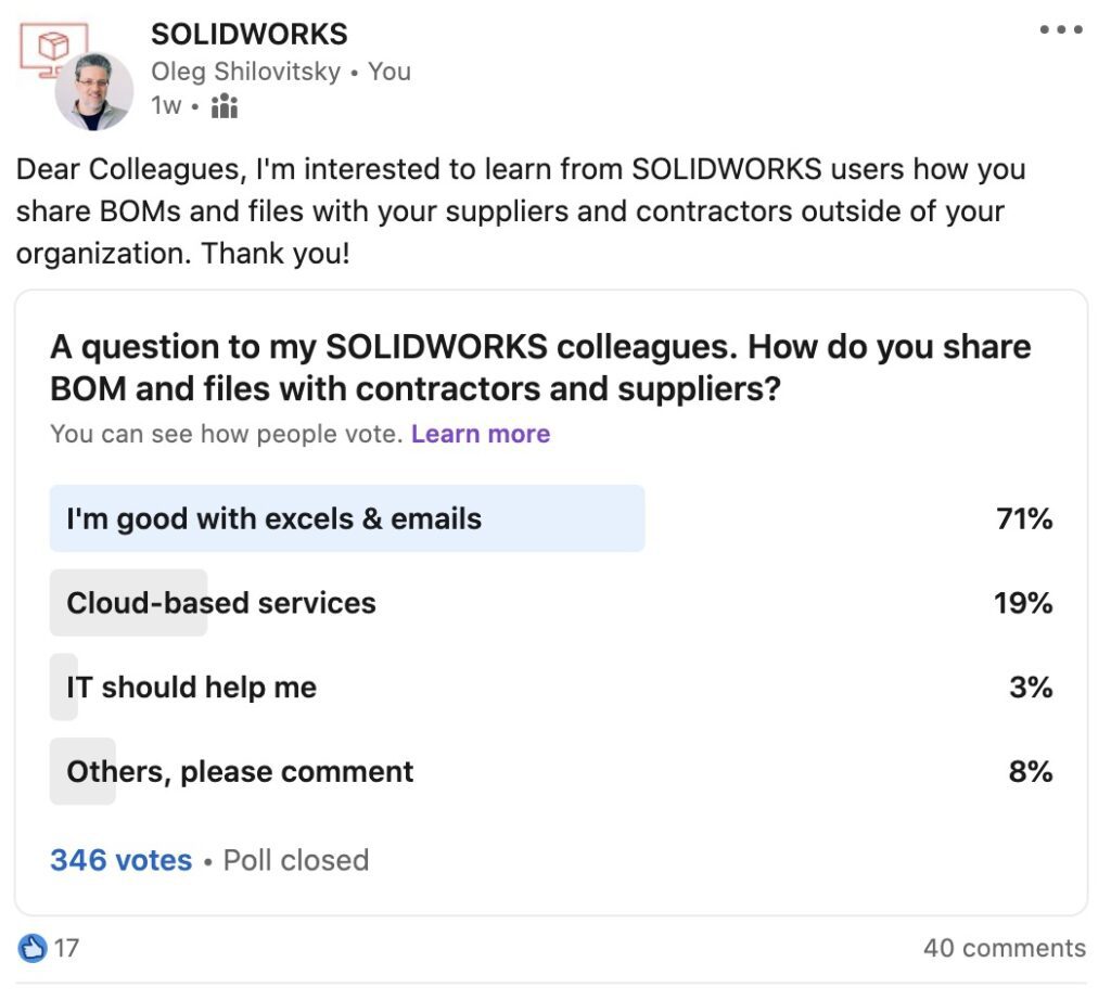 Digital Transformation, Engineers, and BOM Excel Paradox 2 engineers voting for excels