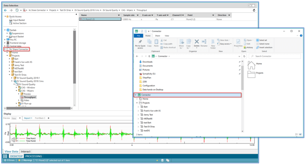 Simcenter Testlab 2206: Xcelerator Share support - Simcenter 4 Figure 3 Direct access to Xc Share shared data from inside Simcenter Teslab Desktop