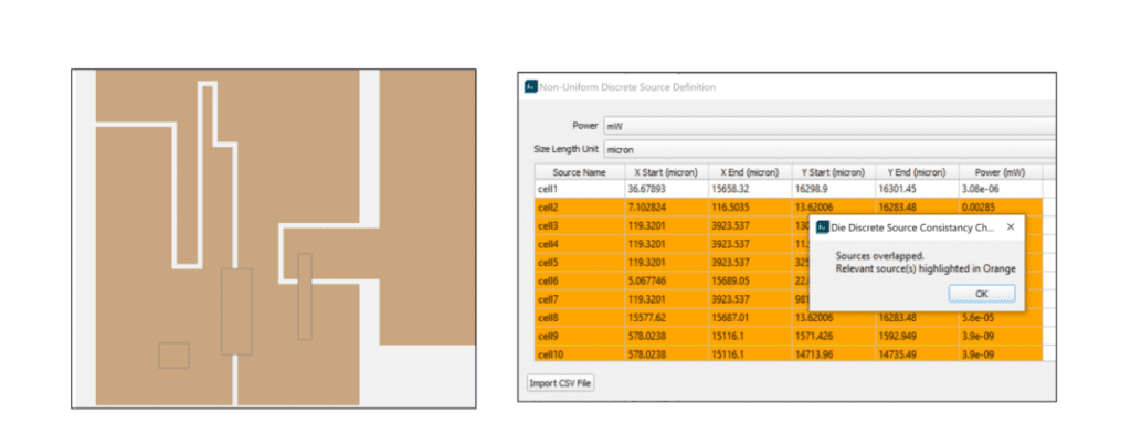 What's new in Simcenter Flotherm and Simcenter Flotherm XT 2210 software releases! - Simcenter 17 Overlapping Powered Areas modeled using the Die SmartPart in Simcenter Flotherm - IC thermal simulation
