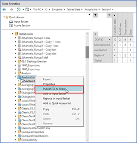 Simcenter Testlab 2206: Xcelerator Share support - Simcenter 3 Figure 2 Direct Publish from inside Simcenter Testlab Desktop
