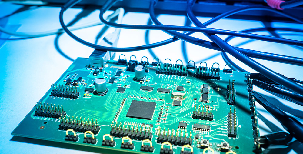 A PCB under test conditions