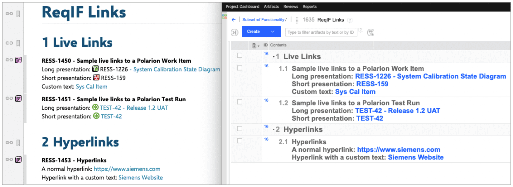 Polarion ALM 22 R2 – What’s New and Noteworthy | Polarion 17 Polarion Live Links in ReqIF
