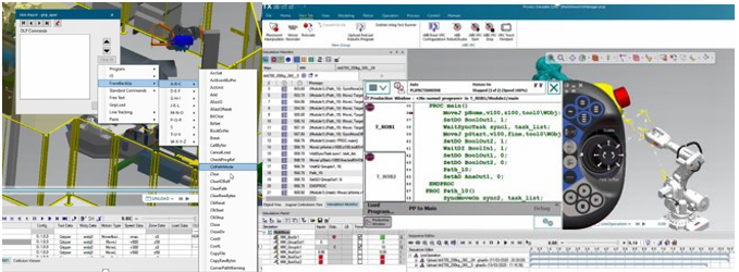 Discover what's new in Tecnomatix 2301 (March 2023) - Tecnomatix 8 Display of the new ABB VRC Manager application in Process Simulate software.
