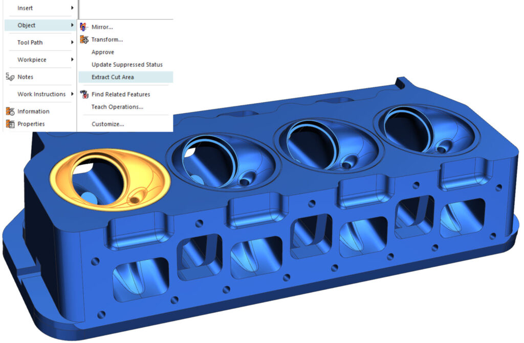 What's New in NX for Manufacturing (June 2023) - NX Manufacturing 8 Extract Operation Cut Area