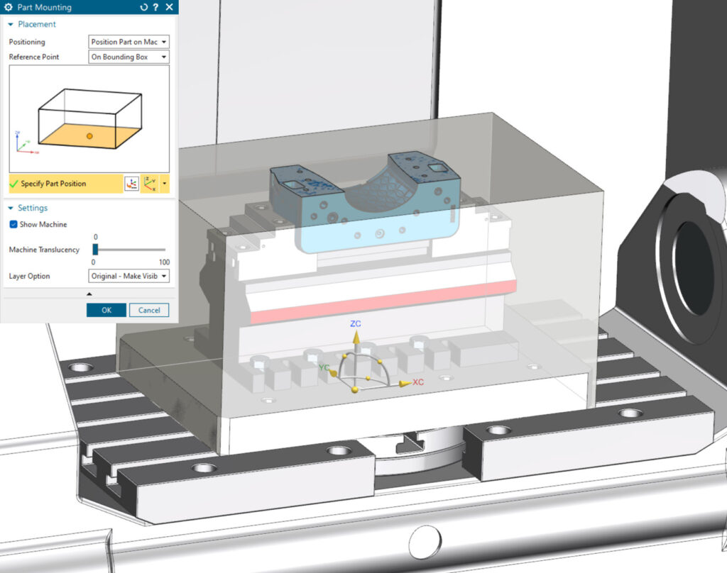 What's New in NX for Manufacturing (June 2023) - NX Manufacturing 3 Position Part & Fixtures in Machine Context