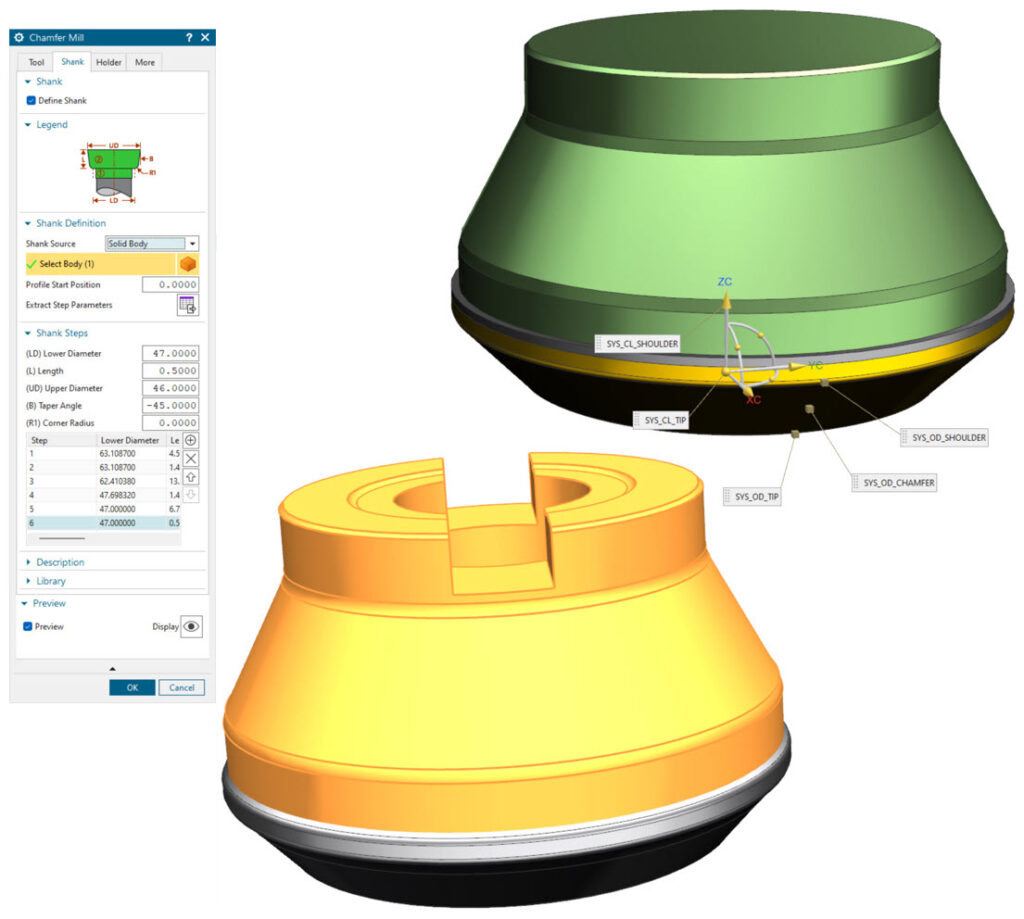 What's New in NX for Manufacturing (June 2023) - NX Manufacturing 6 Simplified_Shank_creation