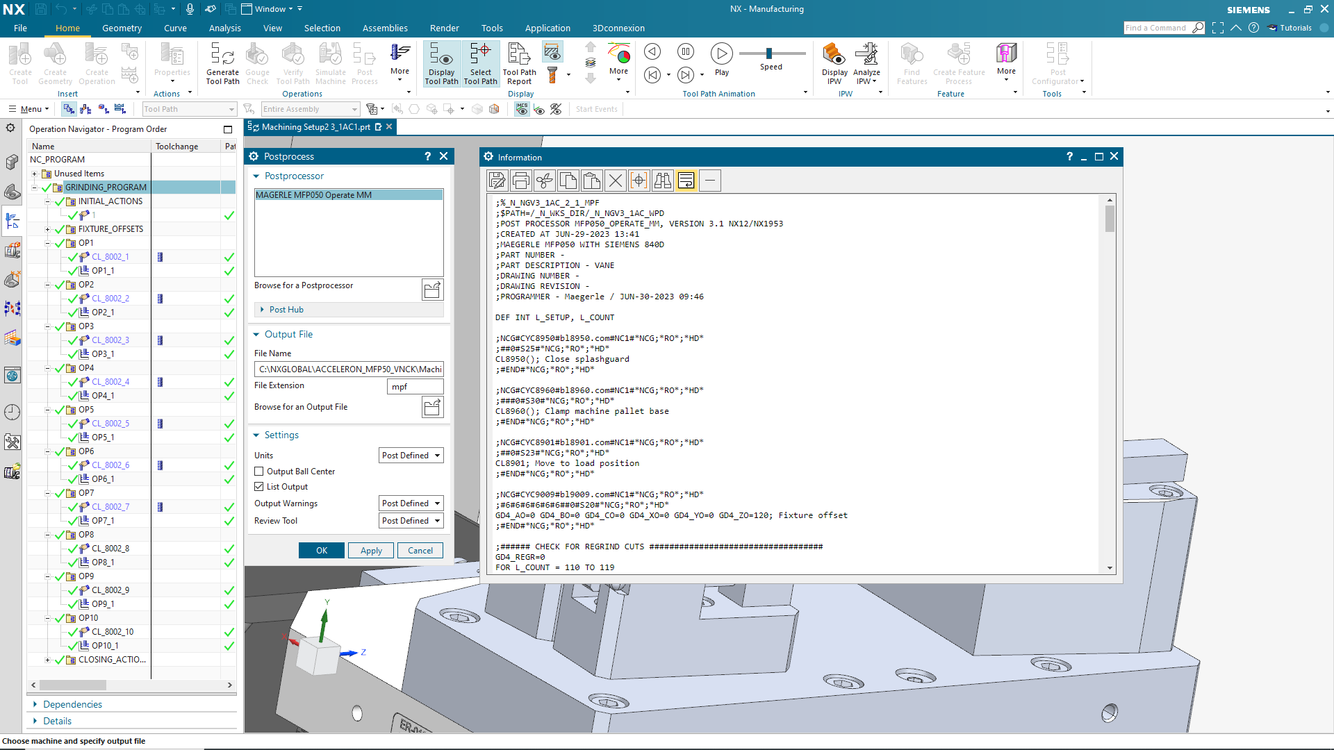 Digital Twin mô phỏng quá trình mài, tiết kiệm thời gian và tiền bạc 7 Generate a program with post-processor