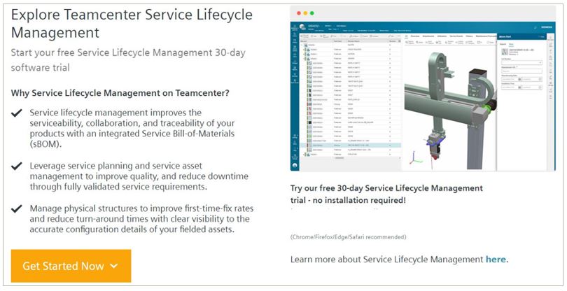 Explore Teamcenter Service Lifecycle Management 2 Teamcenter service lifecycle management trial