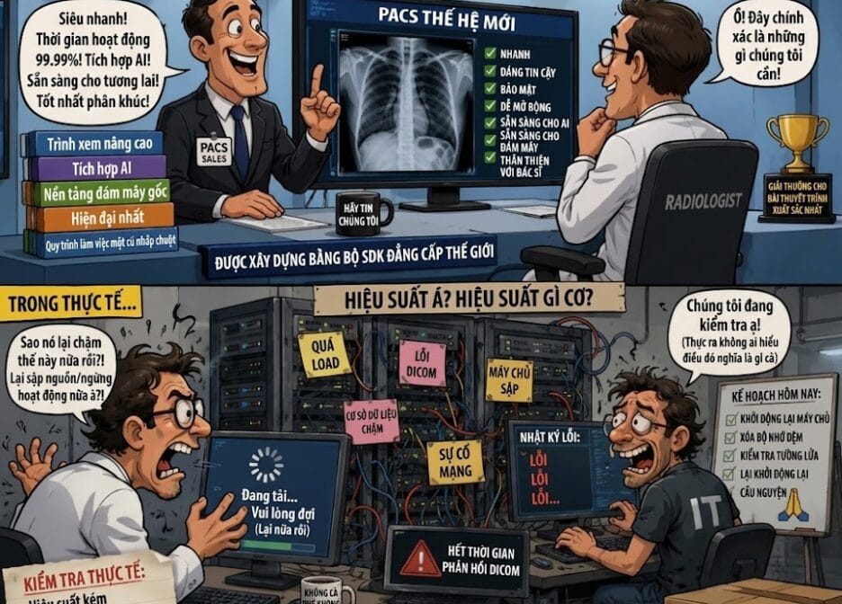 PACS trong teleradiology không chỉ là phần mềm. Bài viết phân tích vì sao hạ tầng, hiệu năng và độ ổn định mới quyết định hiệu quả chẩn đoán.