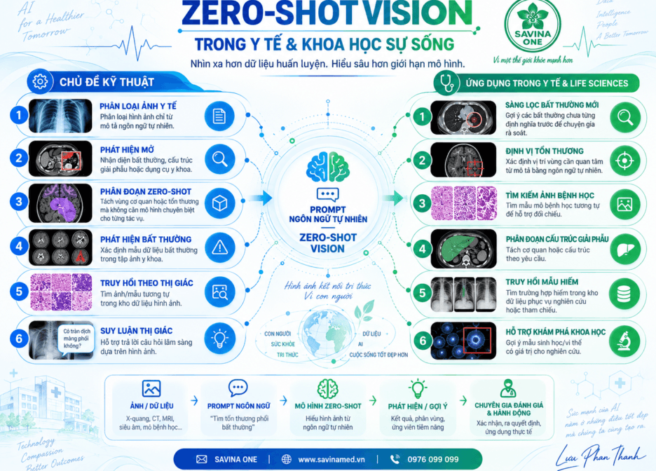 Zero-Shot Vision trong Y tế: Khi AI "Nhìn" Mà Không Cần Học Trước 1 Zero-Shot Vision giúp AI nhận diện tổn thương y tế chỉ qua mô tả chữ