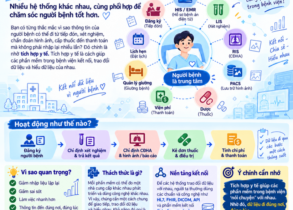 Tích hợp y tế là gì? Cách HIS, LIS, RIS, PACS liên thông dữ liệu 1 Tích hợp y tế là gì? Cách HIS, LIS, RIS, PACS liên thông dữ liệu
